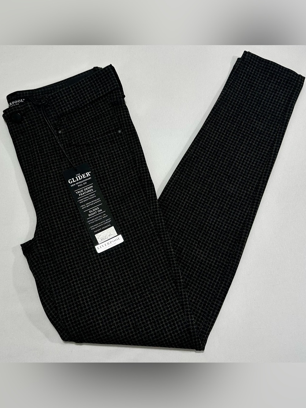 Liverpool Gia Glider Printed Pull On Skinny Pant Olive and Black houndstooth